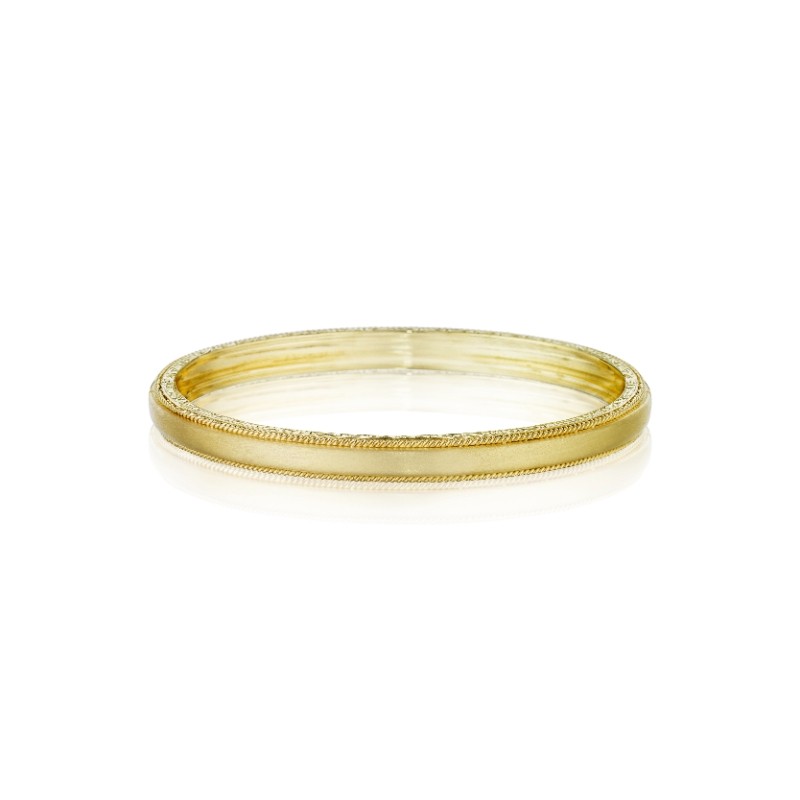 18K Gold 6MM Wide Thin Engravable Bangle With Twist