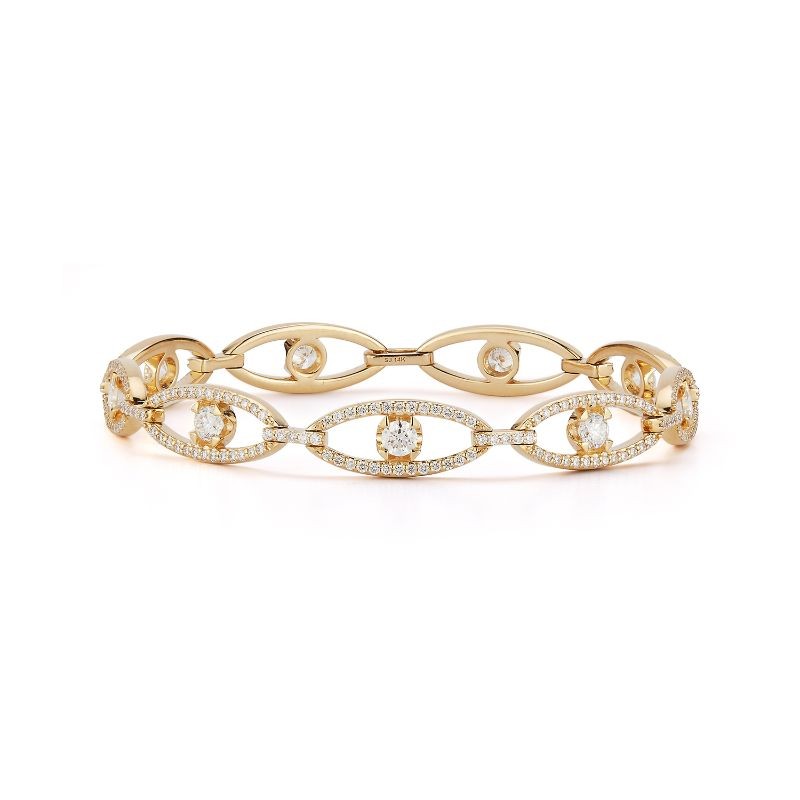 Deutsch Signature Oval Shape Pave Diamond Link Bracelet