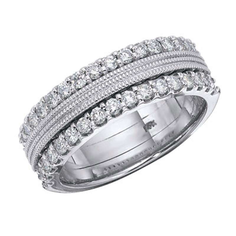 Deutsch Signature Milgrain Band with Diamond Border Ring