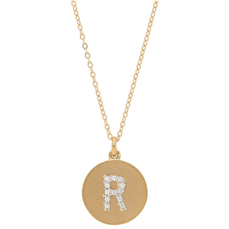 Deutsch Signature Satin Disc Pendant with Pave Diamond Letter