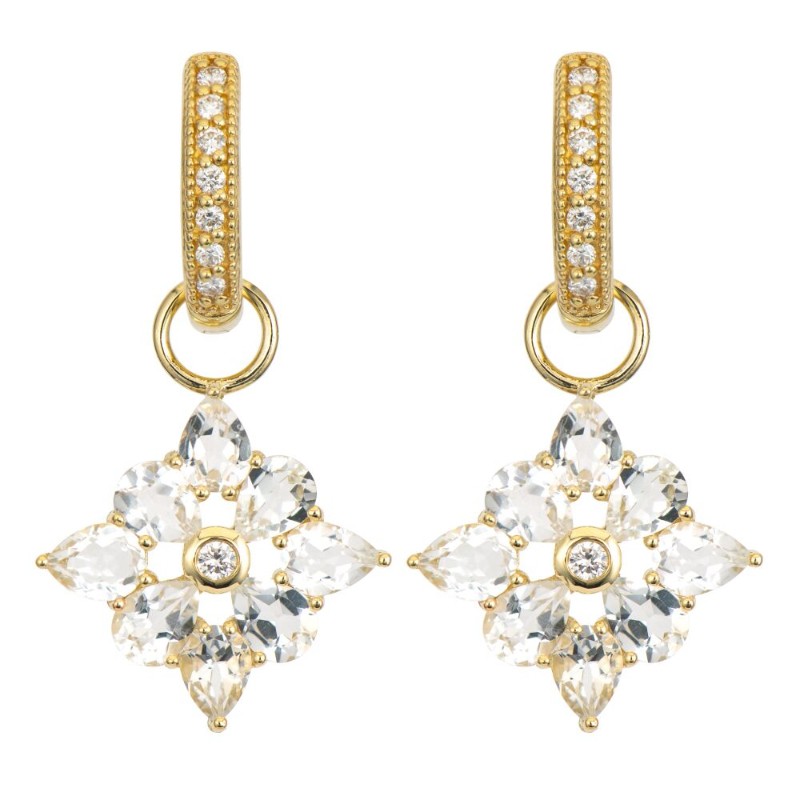 Jude Frances Provence Four Petal White Topaz Earring Charms