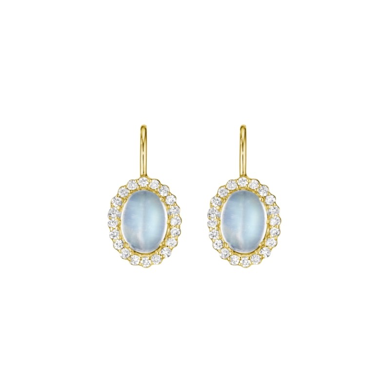 Oval Moonstone Earrings On French Wire