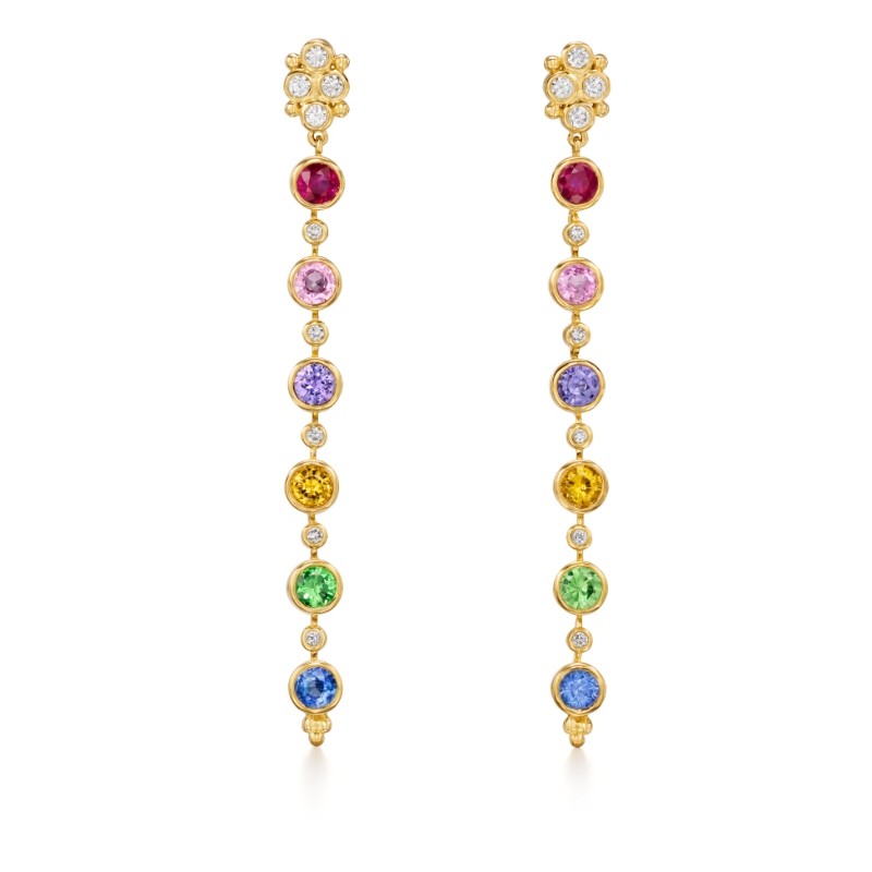 Temple St. Clair 18K Rainbow Row Drop Earrings