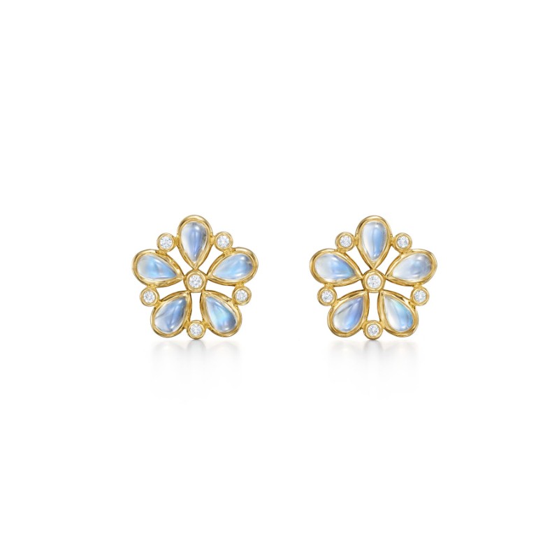 Temple St. Clair 18K Luna Flower Post Earrings