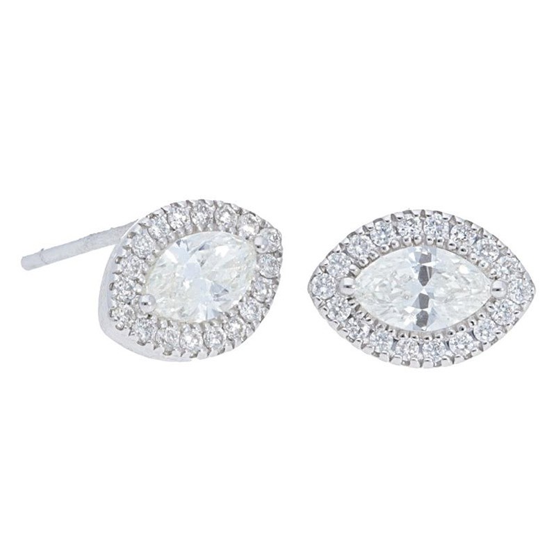 Deutsch Signature Marquise Diamond Halo Stud Earrings
