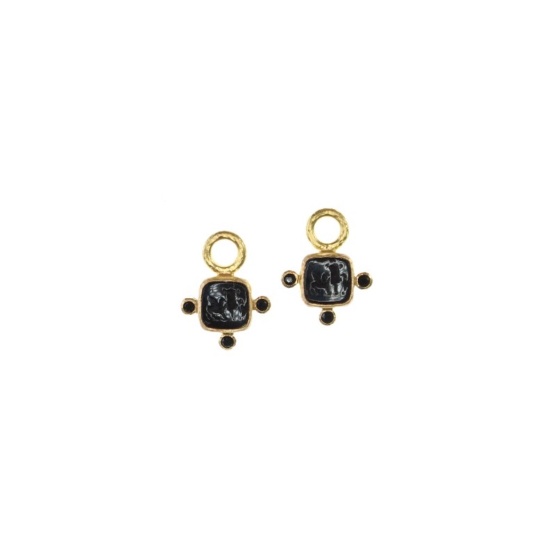 Black 'Quadrato Antico' Earring Charms