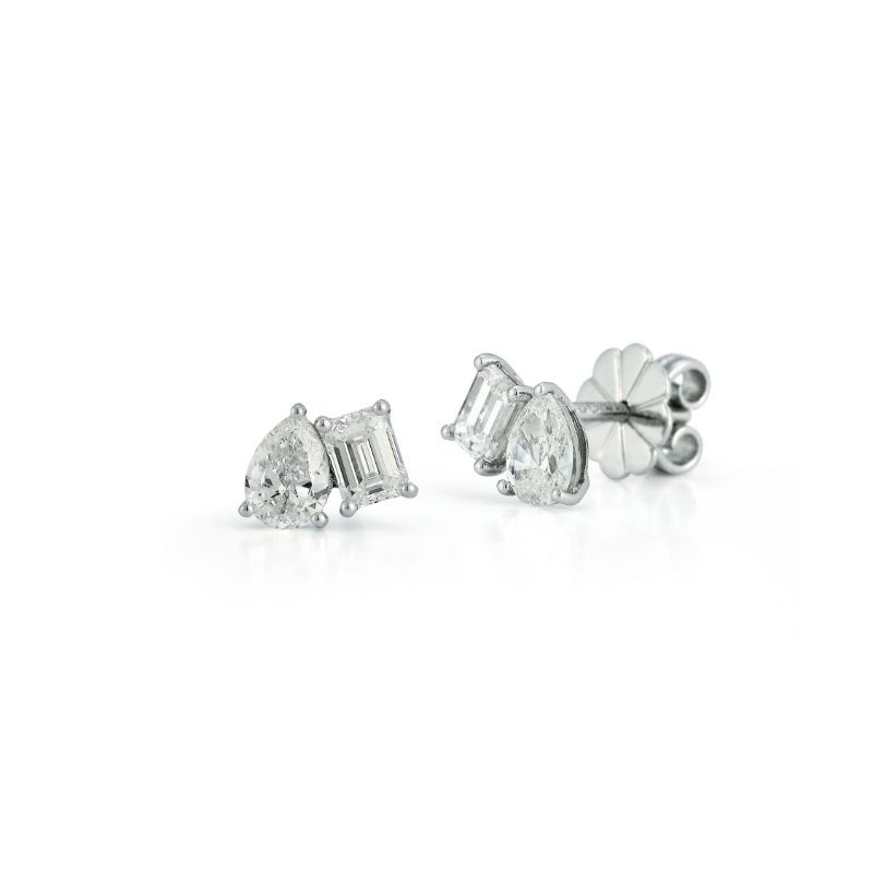 Deutsch Signature Two Stone Diamond Stud Earrings