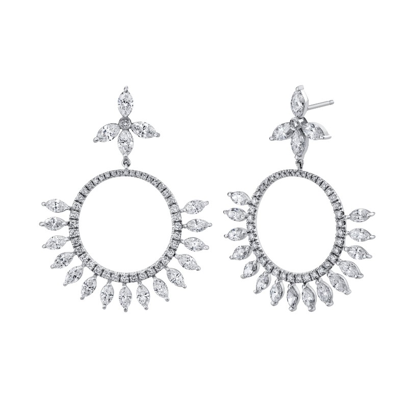 Norman Silverman Marquise Diamond Dangle Earrings