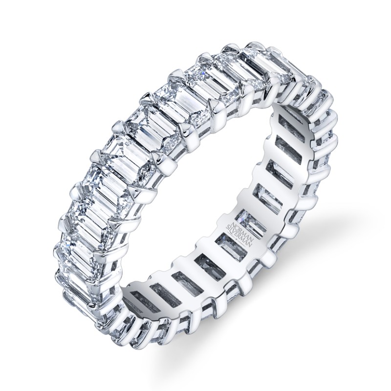 Norman Silverman Emerald Cut Platinum Eternity Band