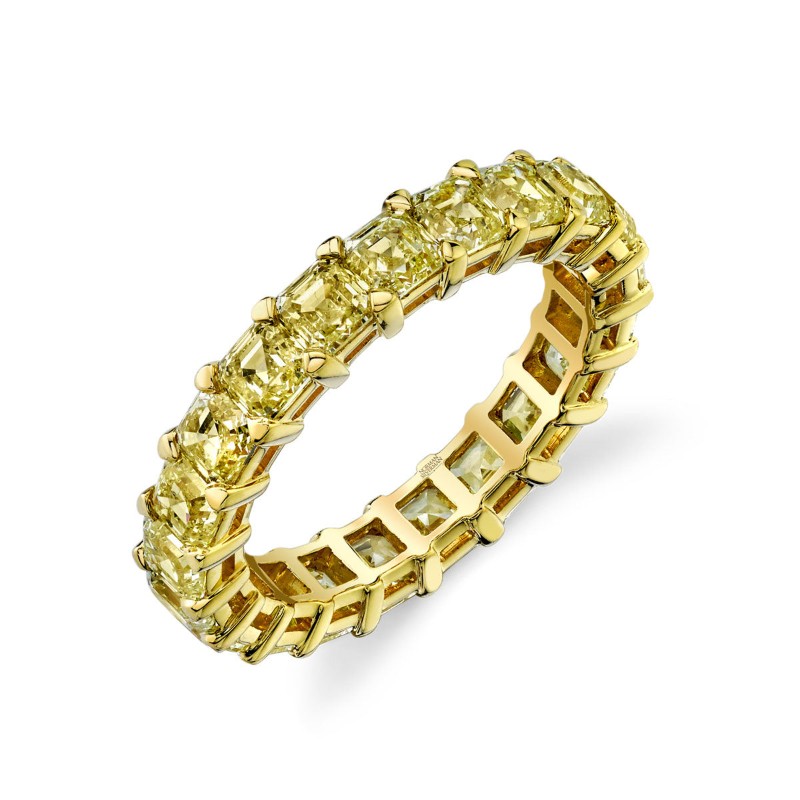 Norman Silverman Asscher-Cut Diamond Eternity Band Set In 18K Yellow Gold