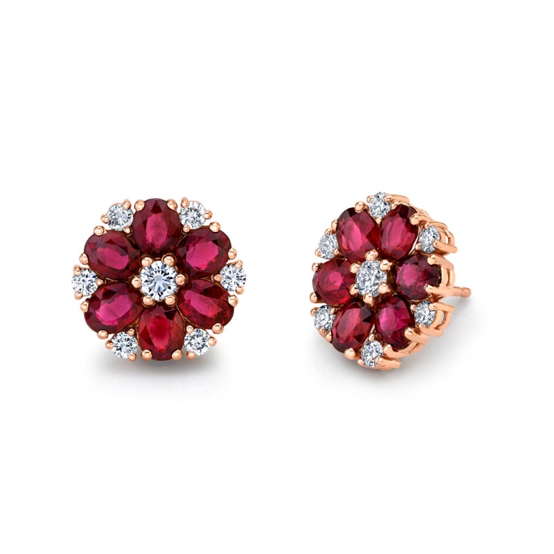 Norman Silverman Rubies Floret Studs