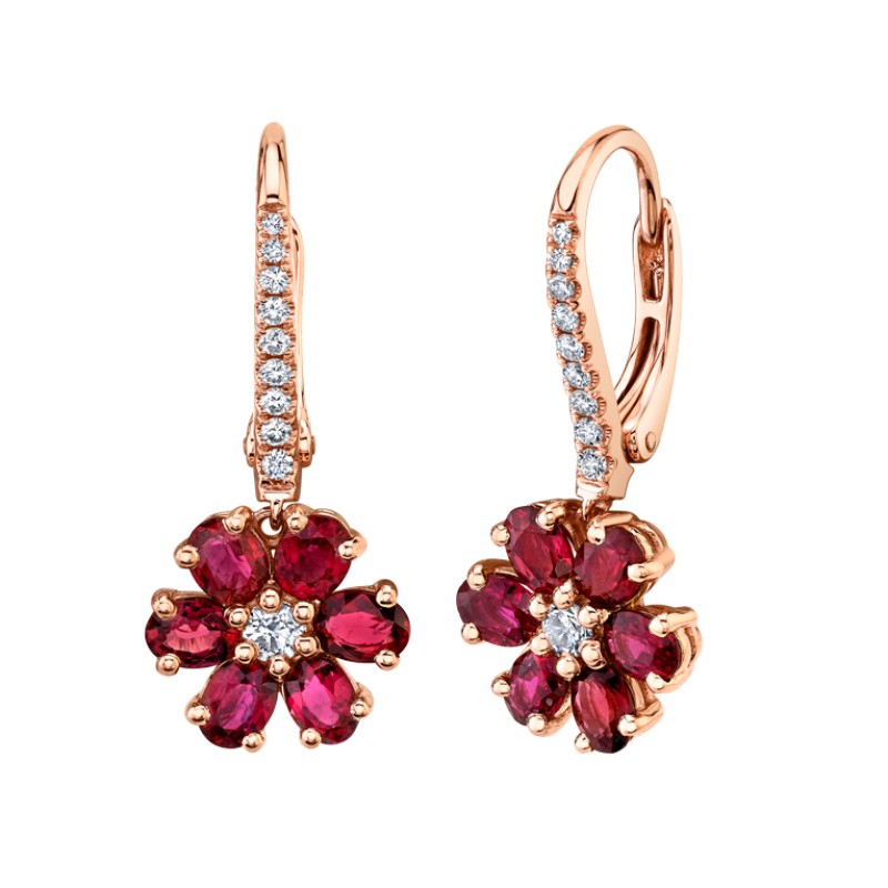 Norman Silverman Floret Ruby Drop Earrings