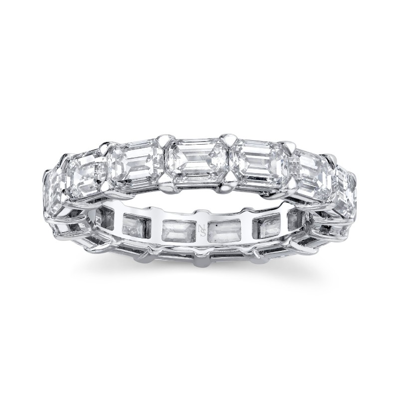 Norman Silverman East West Emerald Cut Diamonds Eternity Band In Platinum