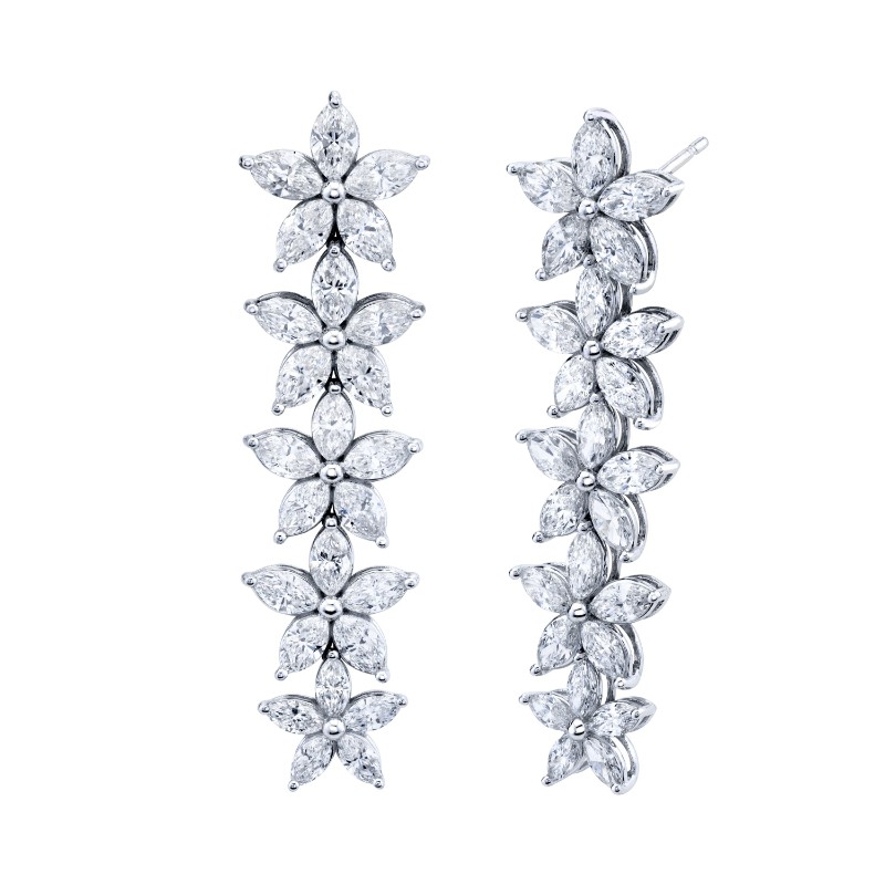 Norman Silverman 5.3 Carat Graduated Floret Dangle Earrings