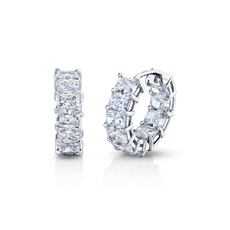Norman Silverman 4.16 Carat Radiant-Cut Diamond Huggies