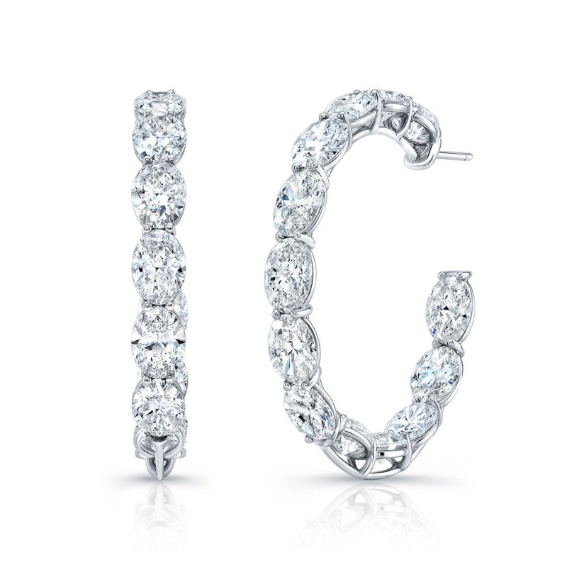 Norman Silverman East West Oval Shape Hoop Earrings