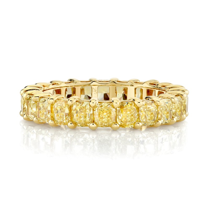 Norman Silverman Fancy Vivid Yellow Cushion Cut Diamond Eternity Band