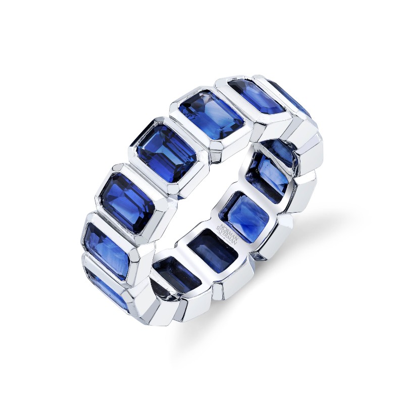 Norman Silverman Blue Sapphire 18K White Gold Eternity Band