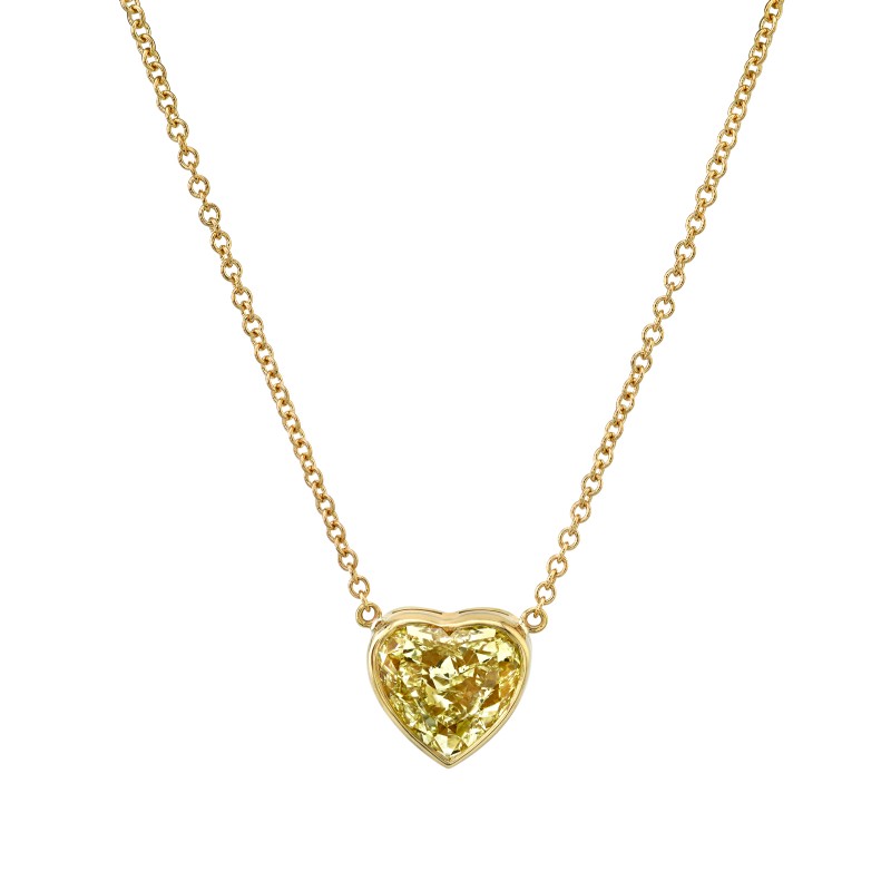 Norman Silverman Heart Shape Yellow Diamond Pendant