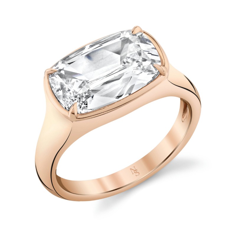 Norman Silverman East-West Cushion Cut Diamond Bezel Ring