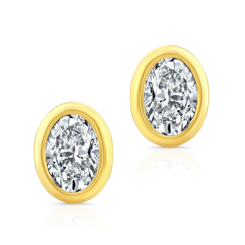 Norman Silverman Oval Cut Diamond Bezel Studs