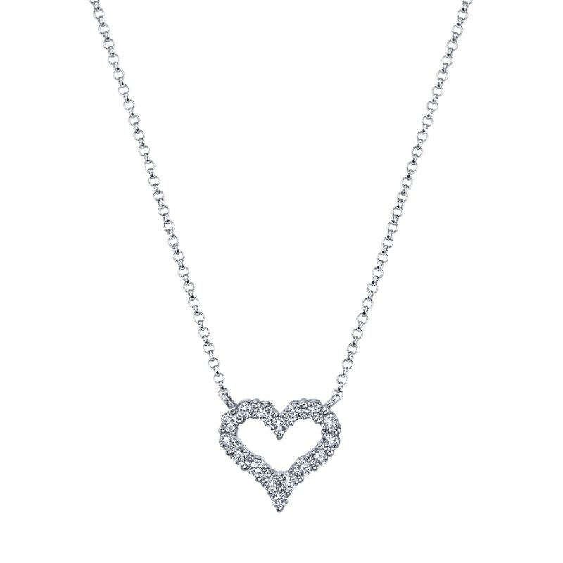 Deutsch Signature Shared Prong Round Diamond Heart Pendant