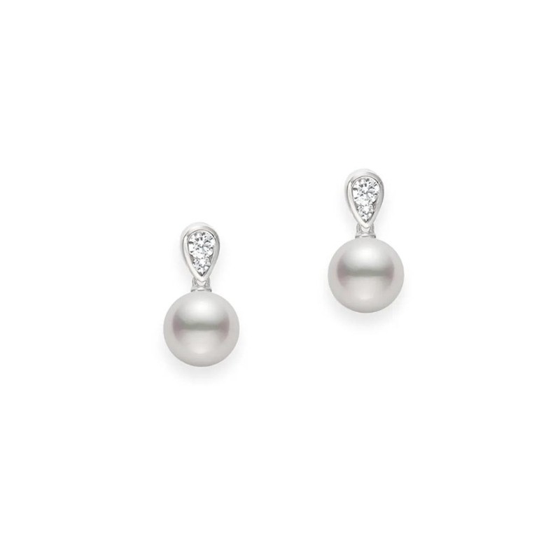 Mikimoto Morning Dew Akoya Diamond Dangle Earrings