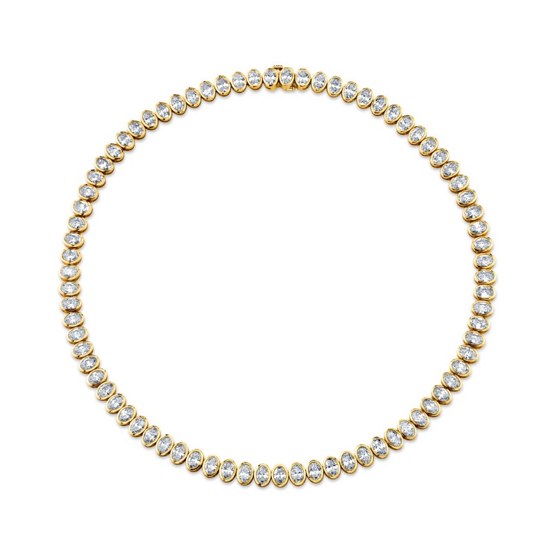 Norman Silverman 24.28 Carat Yellow Gold Straightline Bezeled Oval Necklace