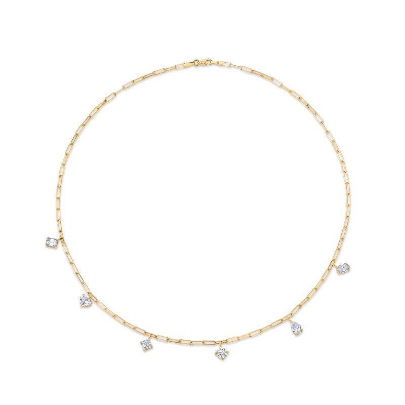 Norman Silverman 2.56 Carat 18K Yellow Gold Diamond Charm Necklace With Fancy Shapes