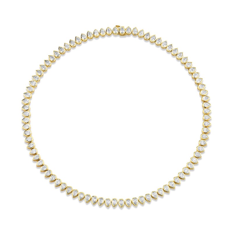 Norman Silverman 20.44 Carat 18K Yellow Gold Bezel Straight Line Necklace