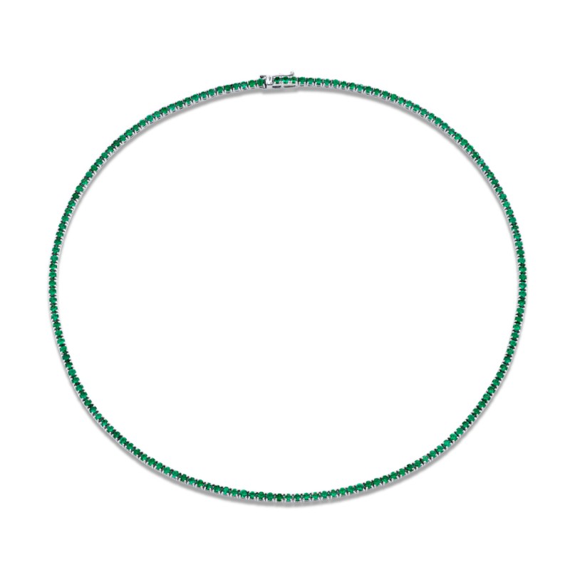 Norman Silverman 6.27 Carat 18K Yellow Gold Green Emerald Straight Line Necklace