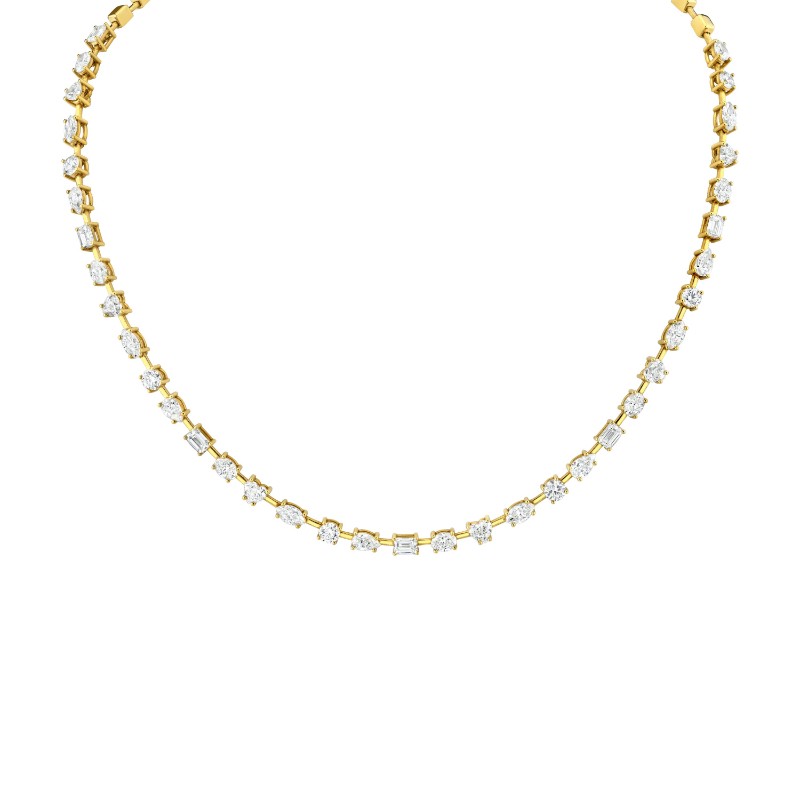 Norman Silverman Half Way Fancy Shape Diamonds Necklace