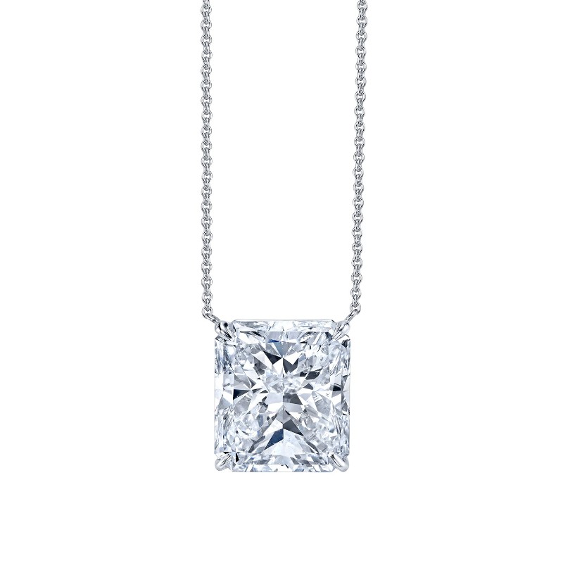Norman Silverman 8 Carat Radiant Cut Diamond Platinum Pendant