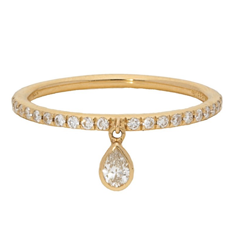 Deutsch Signature Diamond Pave Band with Dangling Charm Pear Shape