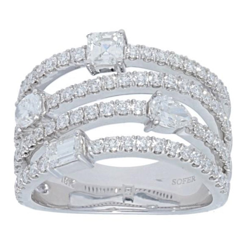 Deutsch Signature 4 Row Multi Shape Diamond Ring