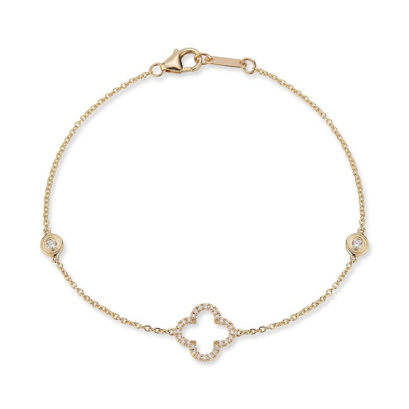 Deutsch Signature Open Diamond Clover with Diamond Bezel Bracelet