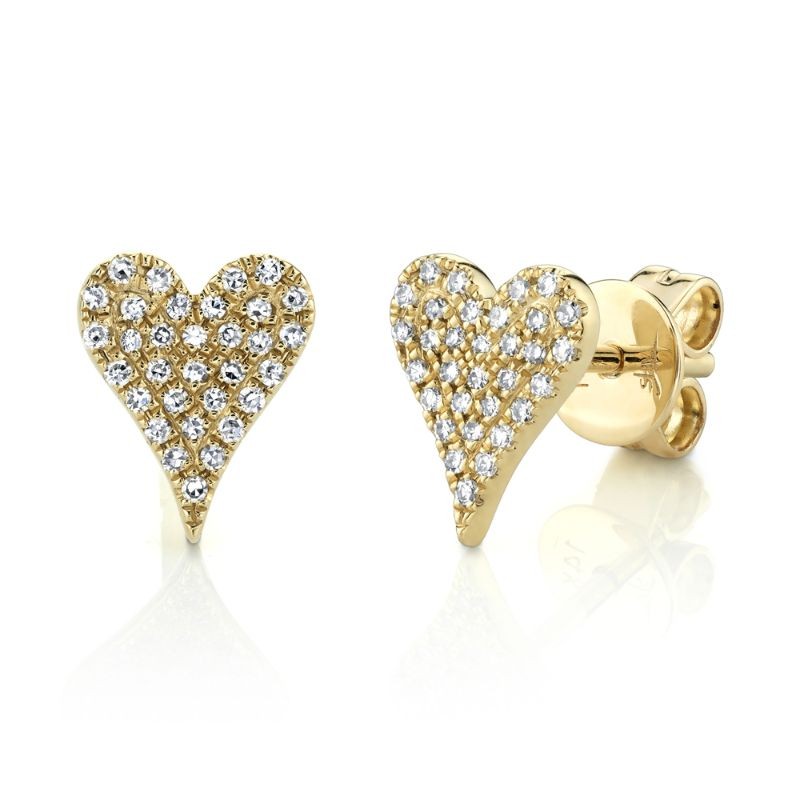 Deutsch Signature 0.14Ct Round Diamond Pave Heart Shape Stud Earrings
