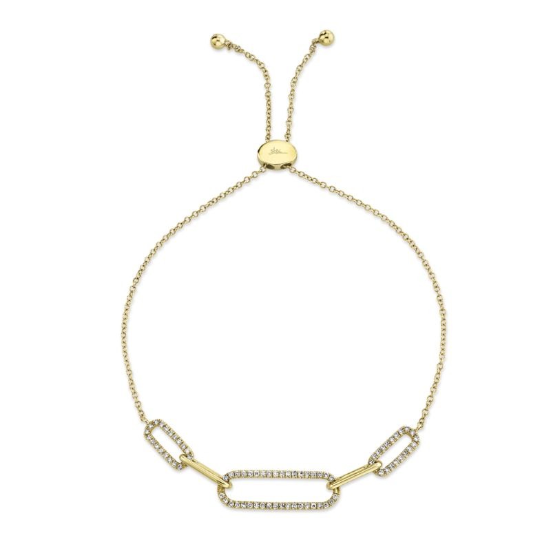Deutsch Signature 0.24Ct Round Diamond Pave Three Station Paper Clip Link Bolo Bracelet