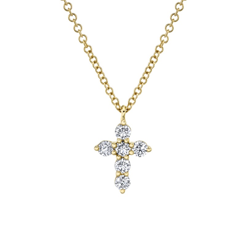 Deutsch Signature 0.25Ct Round Diamond Shared Prong Cross Pendant Necklace