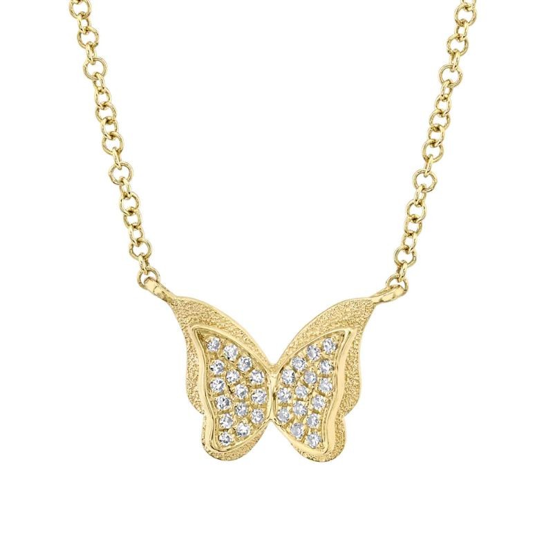 Deutsch Signature 0.06Ct Round Diamond Pave Butterfly Pendant Necklace