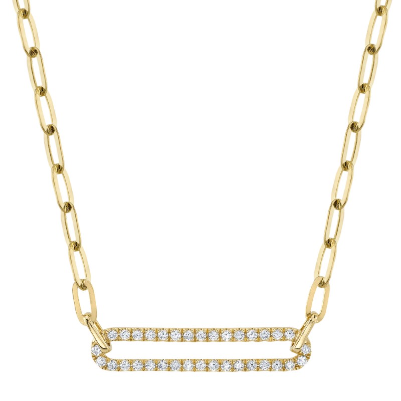 Deutsch Signature 0.26Ct Round Diamond Pave Link Paper Clip Link Necklace