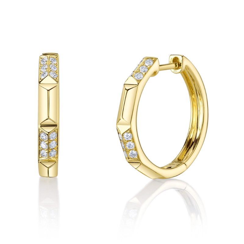 Deutsch Signature 0.24Ct Round Diamond Pave Alt Pyramid Hoop Earrings