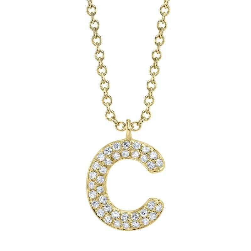 Deutsch Signature 0.08Ct Diamond Pave Necklace - Initial C