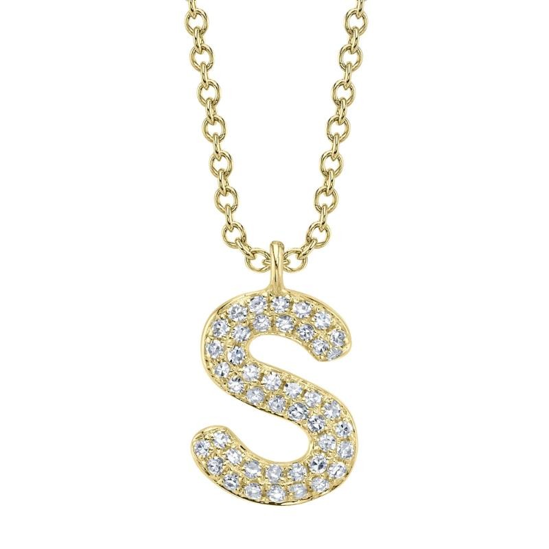 Deutsch Signature 0.09Ct Diamond Pave Necklace - Initial S