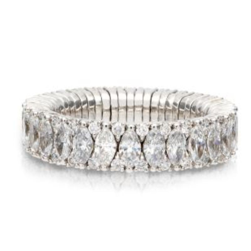 2 Row Marquise and Round Diamond Stretch Ring
