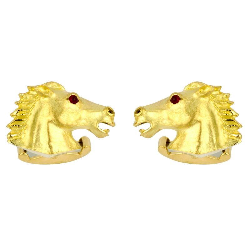 18 Karat Yellow Gold Horse With Ruby Eyes