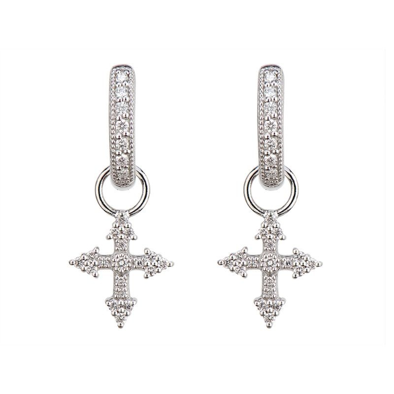 Jude Frances Provence Champagne Tiny Cross Earring Charms