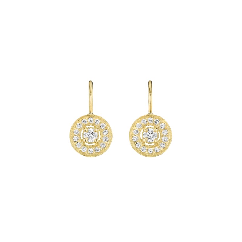18K Yellow Gold .52Ct Medium Pave Round With Engraving On French Wire (57)