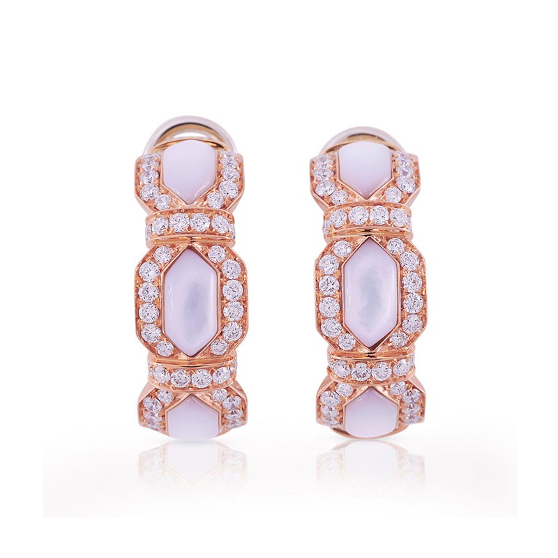 Rose Gold White Mother of Pearl Earrings