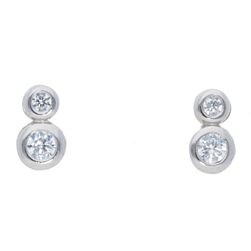 Deutsch Signature Delicate 2 Bezel Set Diamonds Stud Earrings